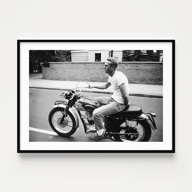 The French Print - Photographie N&B Moto Steve Mc Queen