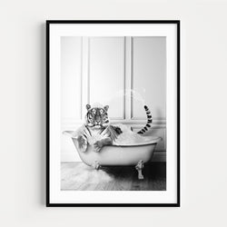 The French Print - Photographie N&B Tiger in Bubble Bath