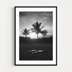 The French Print - Photographie Noir & Blanc Surfboard & Palm Trees