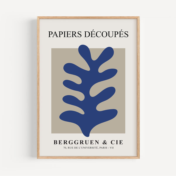 Affiche Matisse Inspired - Papiers Découpés, Feuille Bleue