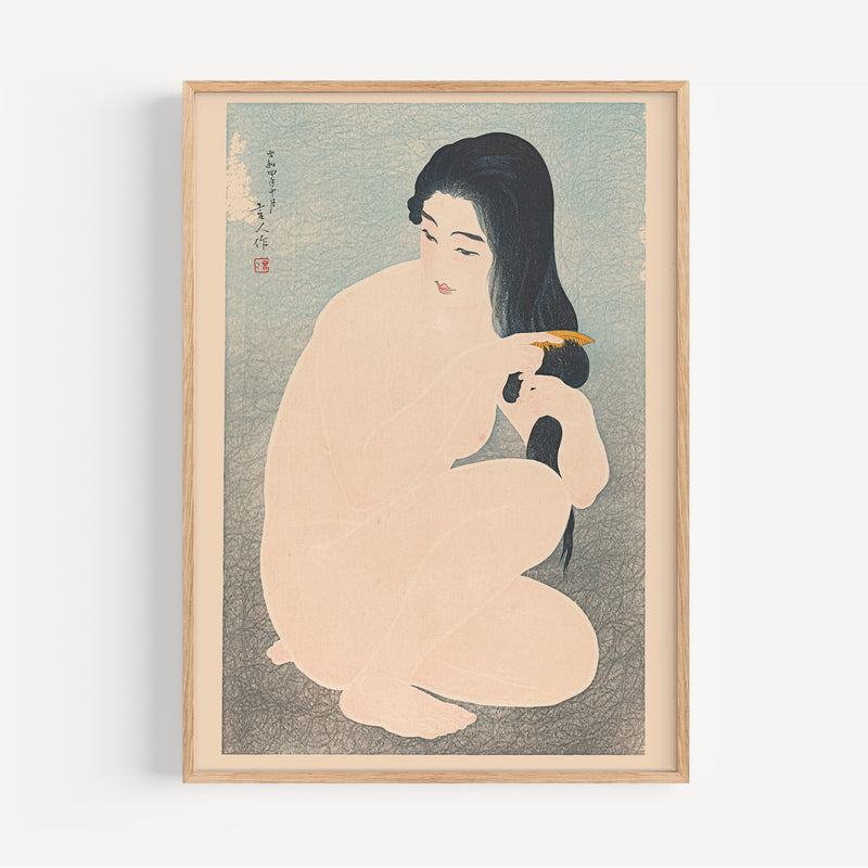 The French Print - Affiche Kamisuki (Combing Hair) - Torii Kotondo, 1929