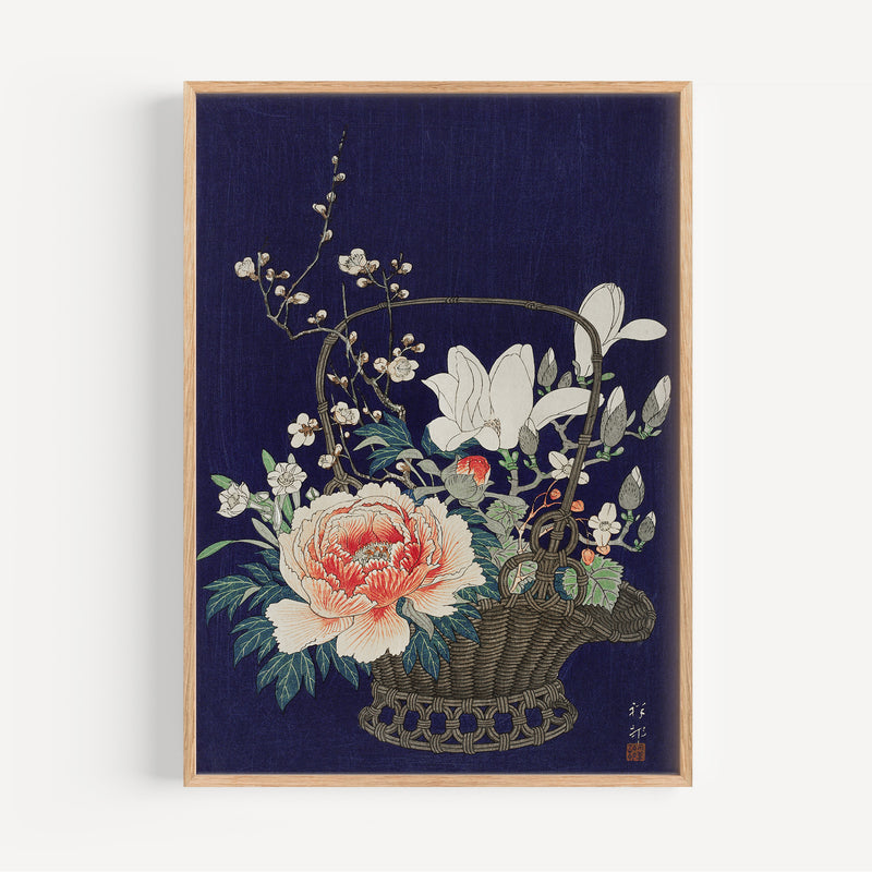 Affiche Ohara Koson - Bamboo flower basket