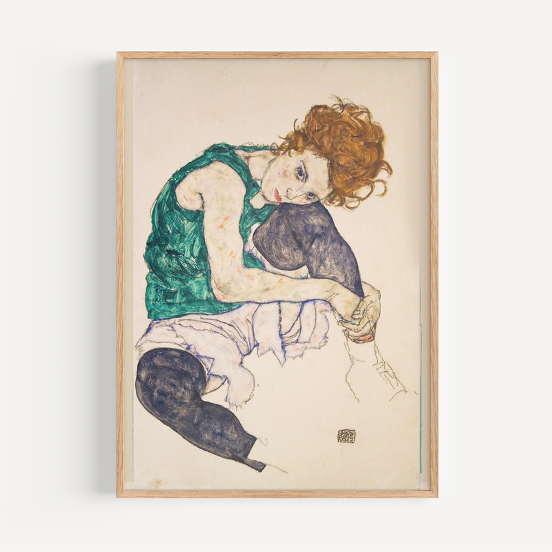 The French Print - Affiche Egon Schiele, Seated Woman with Bent Knees